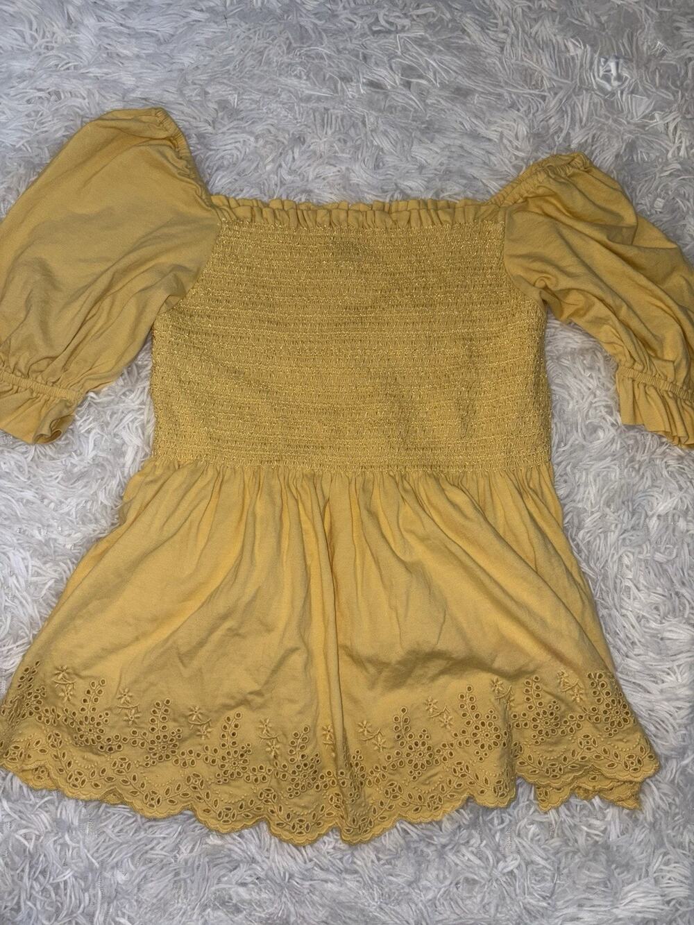 Polo Ralph Lauren Girls L Yellow Smock Bottom Detail Shirt. Pretty